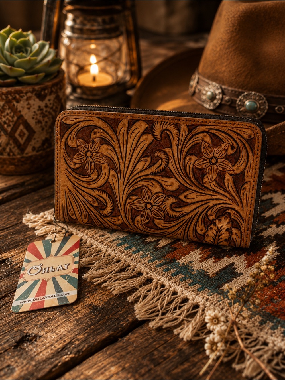 AMERICAN DARLING BROWN CLUTCH WALLET